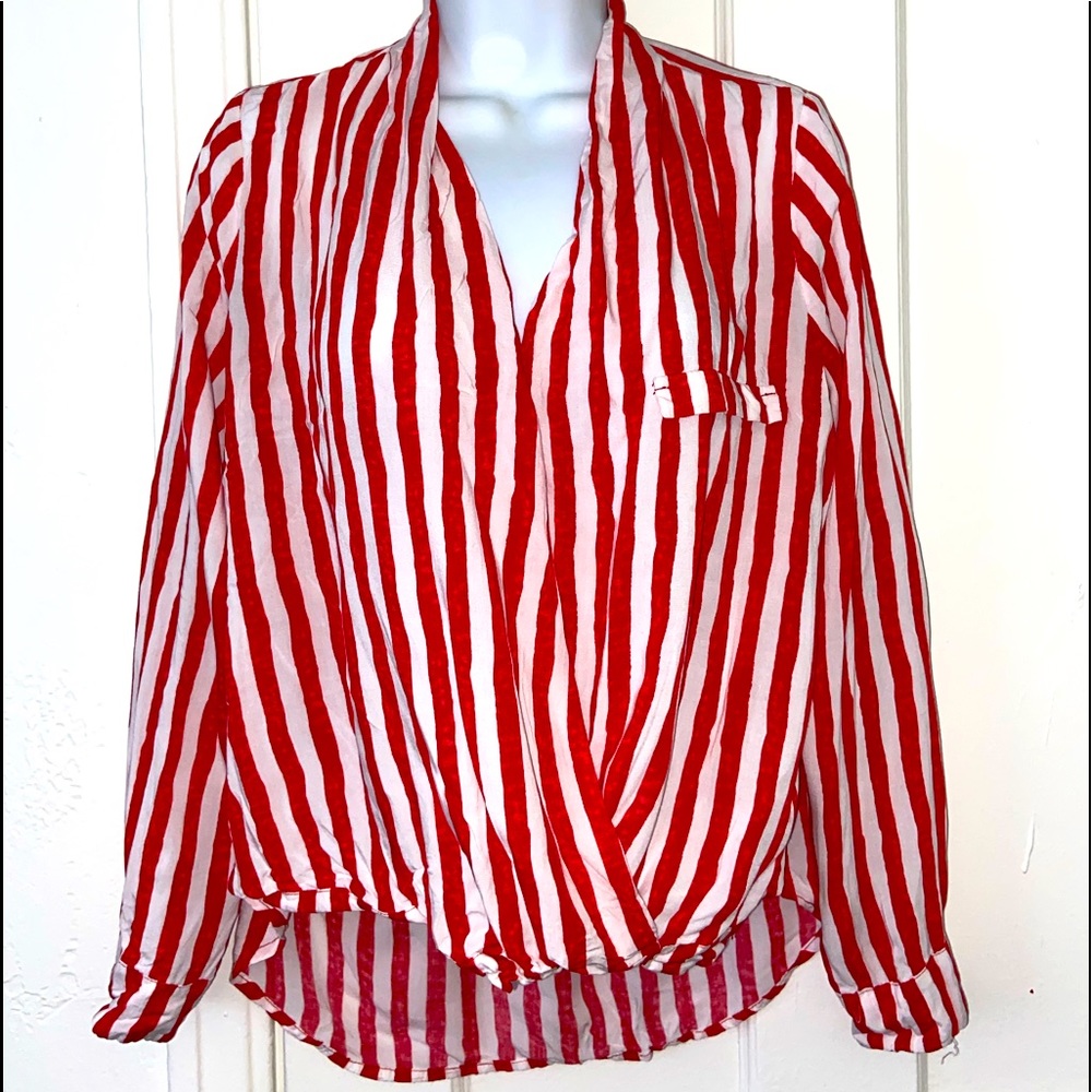 Stripped red and white blouse